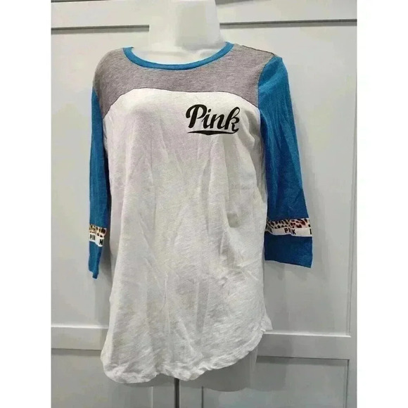 Victoria’s Secret Pink Cheetah Leopard Print Long Sleeve Tee Shirt Size Small - Picture 1 of 5